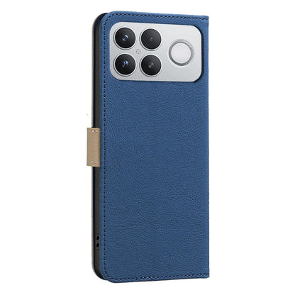 For Redmi K90 Pro Max/Poco F8 Ultra Splicing Color Hollow Flower Pattern RFID Leather Phone Case(Dark Blue)