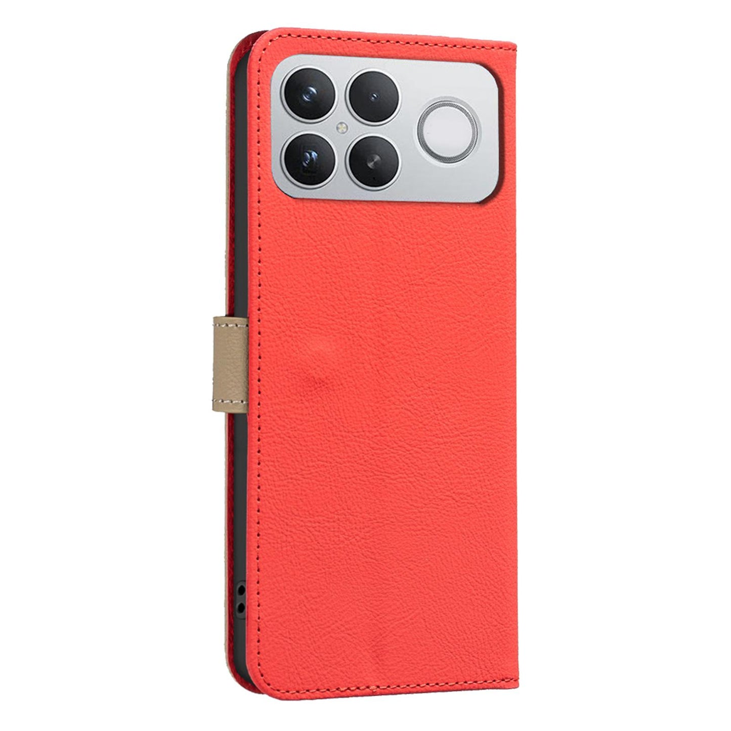 For Redmi K90 Pro Max/Poco F8 Ultra Splicing Color Hollow Flower Pattern RFID Leather Phone Case(Red)