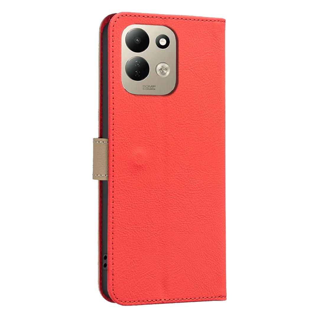For Redmi 17 5G / 4G Global 170mm Splicing Color Hollow Flower Pattern RFID Leather Phone Case(Red)