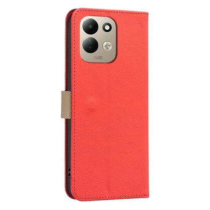 For Redmi 17 5G / 4G Global 170mm Splicing Color Hollow Flower Pattern RFID Leather Phone Case(Red)