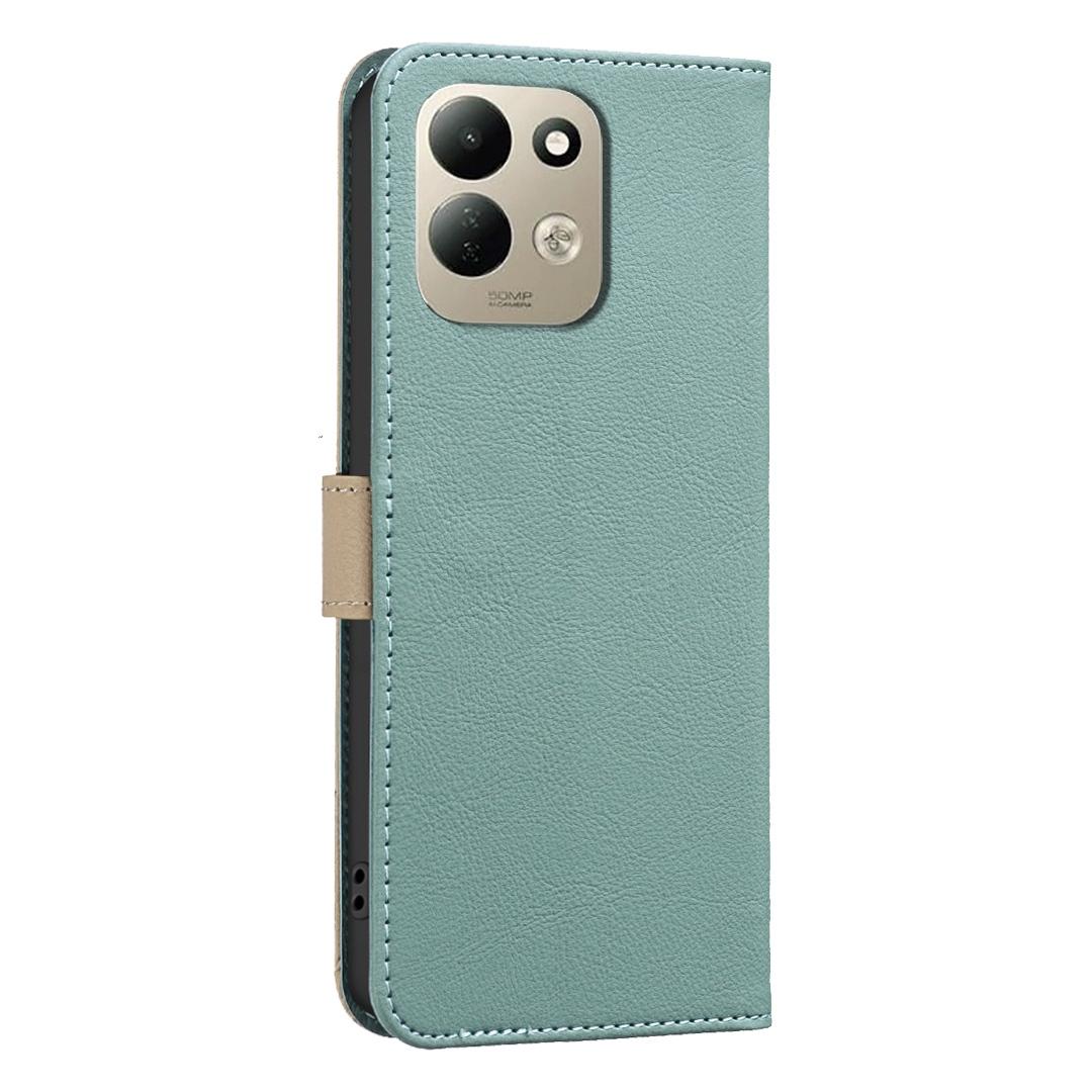 For Redmi 17 5G / 4G Global 170mm Splicing Color Hollow Flower Pattern RFID Leather Phone Case(Green)