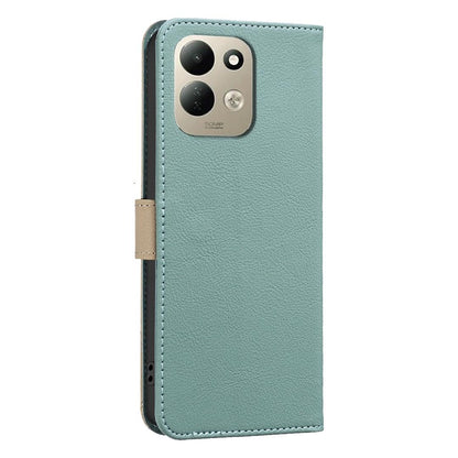 For Redmi 17 5G / 4G Global 170mm Splicing Color Hollow Flower Pattern RFID Leather Phone Case(Green)
