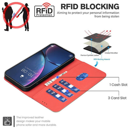 For Redmi Note 17 4G Global 171mm Splicing Color Hollow Flower Pattern RFID Leather Phone Case(Red)