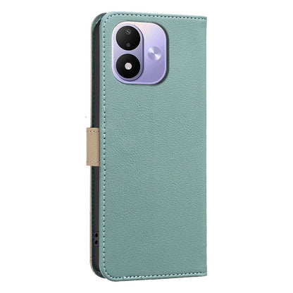 For Redmi Note 17 4G Global 171mm Splicing Color Hollow Flower Pattern RFID Leather Phone Case(Green)