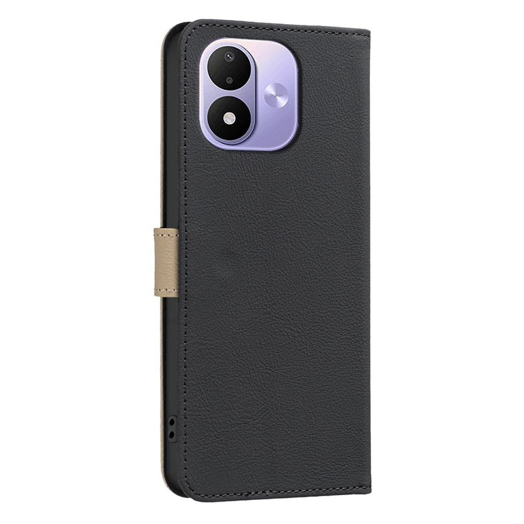For Redmi Note 17 Pro 5G Global 163mm Splicing Color Hollow Flower Pattern RFID Leather Phone Case(Black)