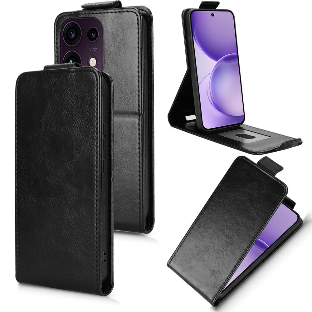 For OPPO Reno16 F 5G / Reno16 FS 5G Magnetic Vertical Flip Leather Phone Case with Buckle - Black - EDA007931224A
