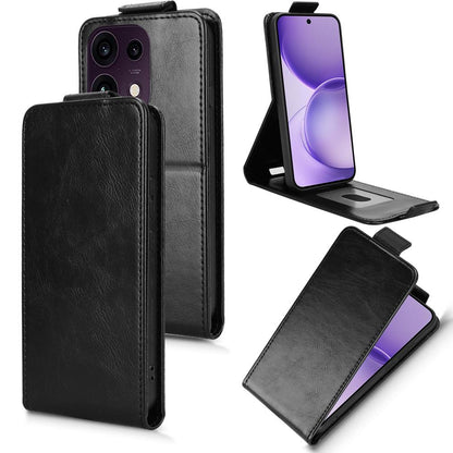 For OPPO Reno16 F 5G / Reno16 FS 5G Magnetic Vertical Flip Leather Phone Case with Buckle - Black - EDA007931224A