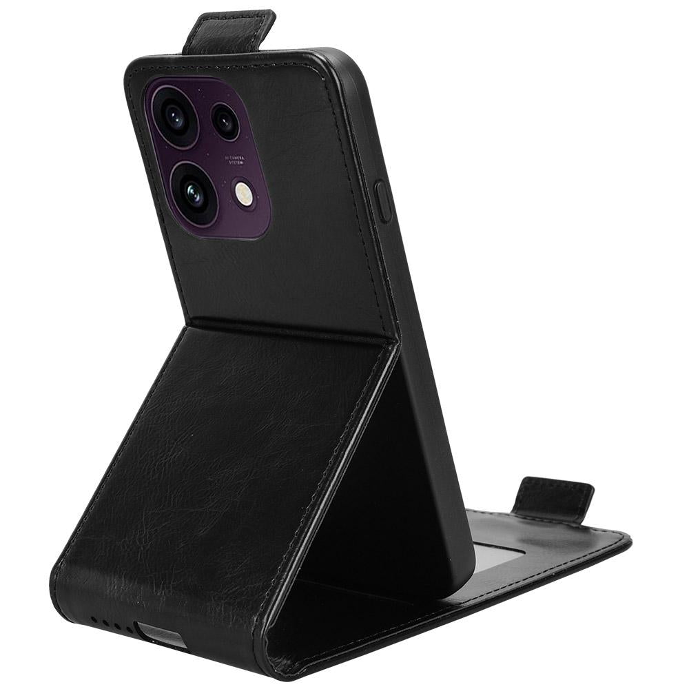 For OPPO Reno16 F 5G / Reno16 FS 5G Magnetic Vertical Flip Leather Phone Case with Buckle - Black - EDA007931224A