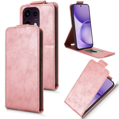 For OPPO Reno16 F 5G / Reno16 FS 5G Magnetic Vertical Flip Leather Phone Case with Buckle - Rose Gold - EDA007931224C