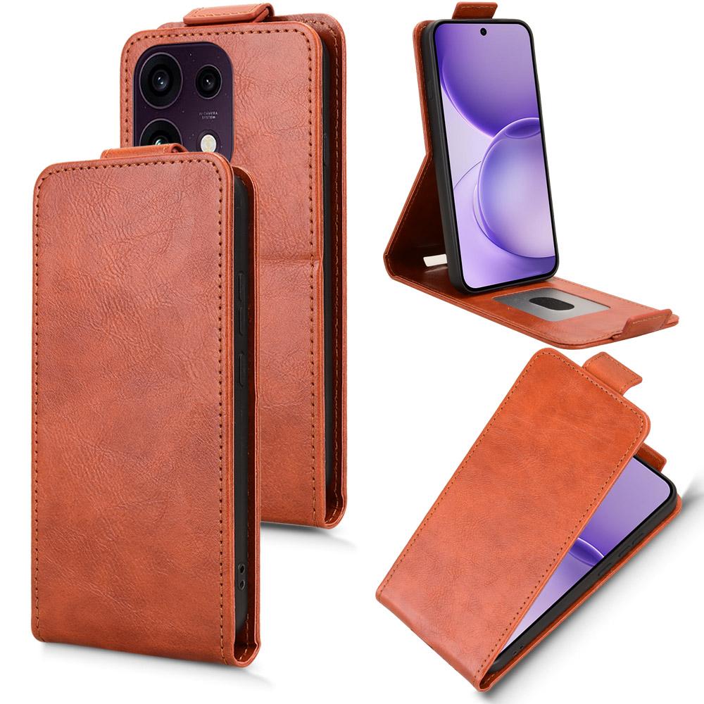For OPPO Reno16 F 5G / Reno16 FS 5G Magnetic Vertical Flip Leather Phone Case with Buckle - Brown - EDA007931224D