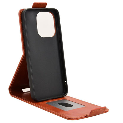 For OPPO Reno16 F 5G / Reno16 FS 5G Magnetic Vertical Flip Leather Phone Case with Buckle - Brown - EDA007931224D