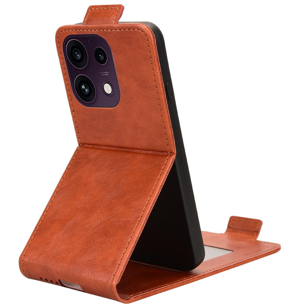 For OPPO Reno16 F 5G / Reno16 FS 5G Magnetic Vertical Flip Leather Phone Case with Buckle - Brown - EDA007931224D