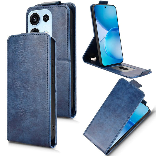 For OPPO Reno16 Pro 5G / Reno16 5G Global Magnetic Vertical Flip Leather Phone Case with Buckle - Blue - EDA007931225B