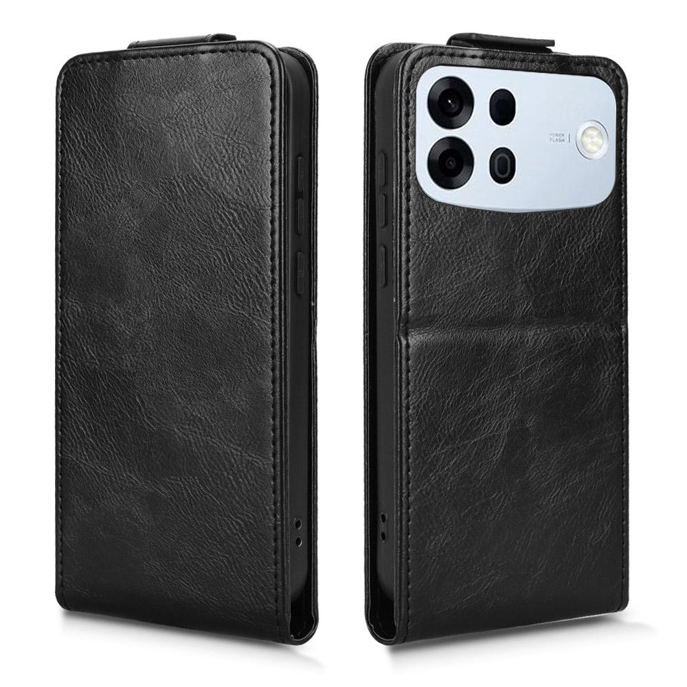 For OPPO A7 Pro Max 5G Magnetic Vertical Flip Leather Phone Case with Buckle - Black - EDA007931226A