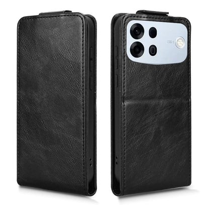 For OPPO A7 Pro Max 5G Magnetic Vertical Flip Leather Phone Case with Buckle - Black - EDA007931226A