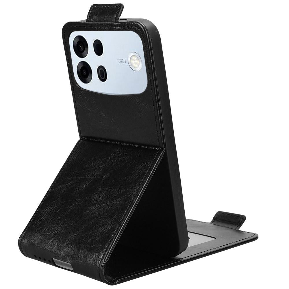 For OPPO A7 Pro Max 5G Magnetic Vertical Flip Leather Phone Case with Buckle - Black - EDA007931226A