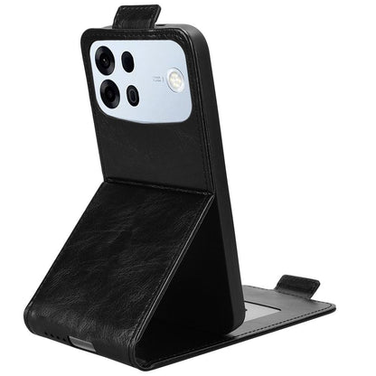 For OPPO A7 Pro Max 5G Magnetic Vertical Flip Leather Phone Case with Buckle - Black - EDA007931226A
