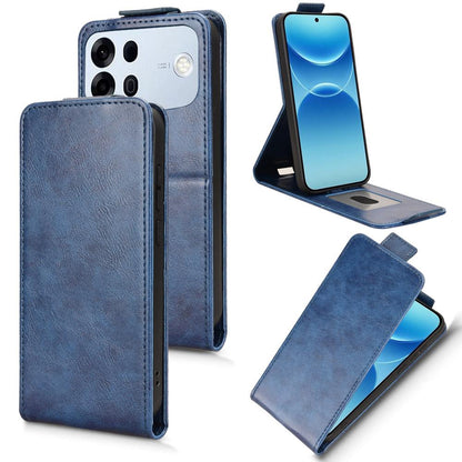 For OPPO A7 Pro Max 5G Magnetic Vertical Flip Leather Phone Case with Buckle - Blue - EDA007931226B