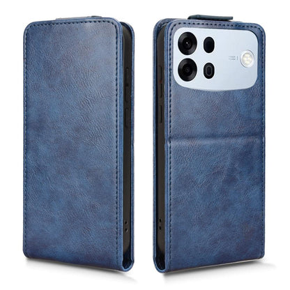 For OPPO A7 Pro Max 5G Magnetic Vertical Flip Leather Phone Case with Buckle - Blue - EDA007931226B