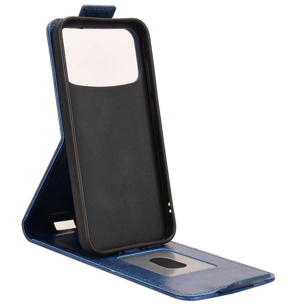 For OPPO A7 Pro Max 5G Magnetic Vertical Flip Leather Phone Case with Buckle - Blue - EDA007931226B