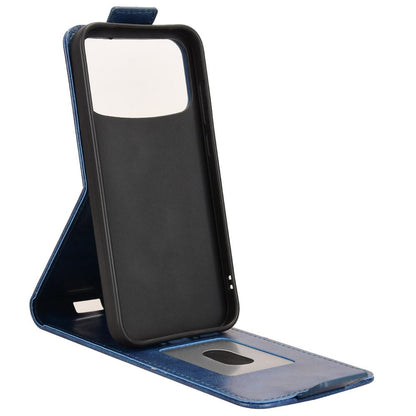 For OPPO A7 Pro Max 5G Magnetic Vertical Flip Leather Phone Case with Buckle - Blue - EDA007931226B