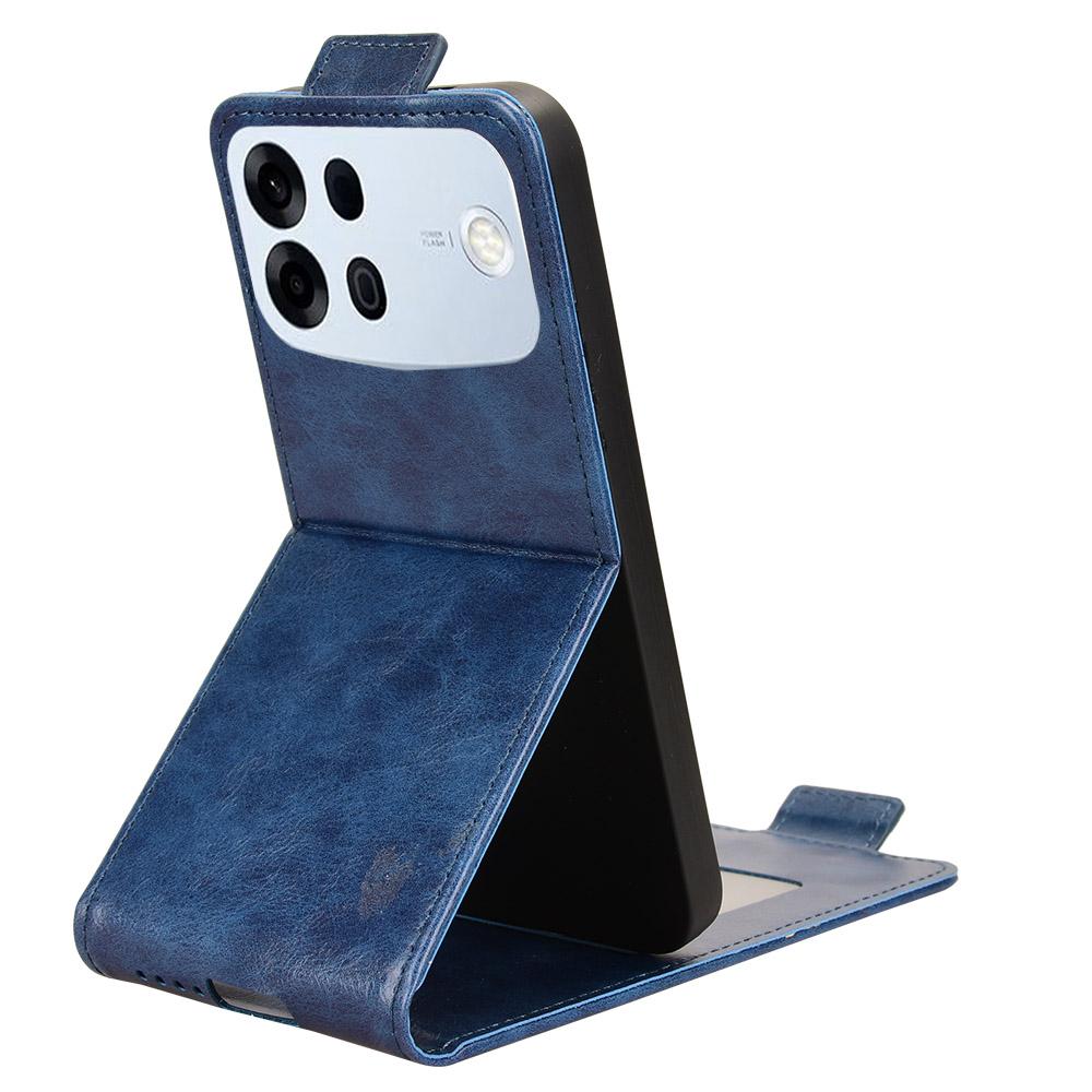 For OPPO A7 Pro Max 5G Magnetic Vertical Flip Leather Phone Case with Buckle - Blue - EDA007931226B