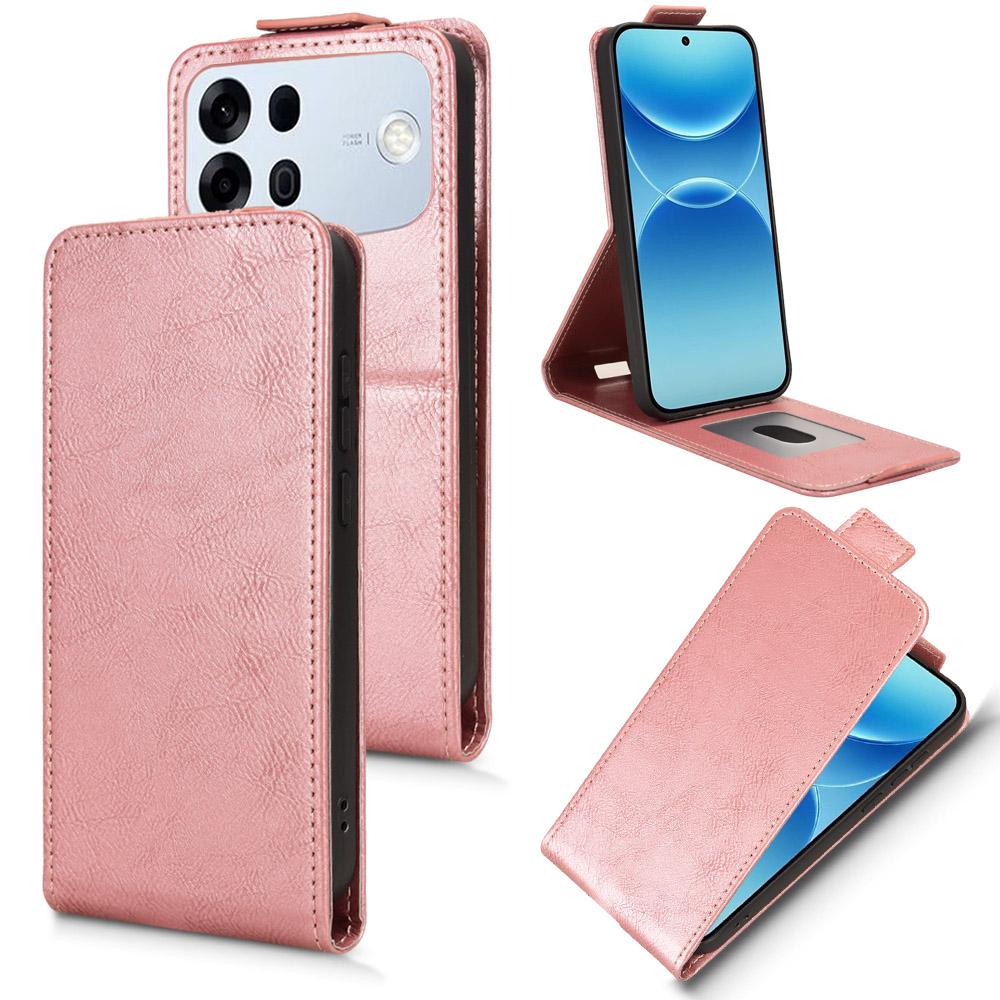 For OPPO A7 Pro Max 5G Magnetic Vertical Flip Leather Phone Case with Buckle - Rose Gold - EDA007931226C