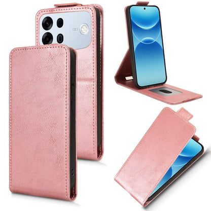 For OPPO A7 Pro Max 5G Magnetic Vertical Flip Leather Phone Case with Buckle - Rose Gold - EDA007931226C