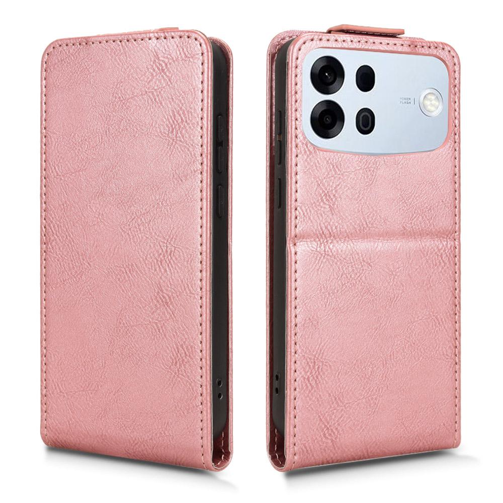 For OPPO A7 Pro Max 5G Magnetic Vertical Flip Leather Phone Case with Buckle - Rose Gold - EDA007931226C