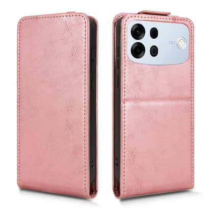 For OPPO A7 Pro Max 5G Magnetic Vertical Flip Leather Phone Case with Buckle - Rose Gold - EDA007931226C