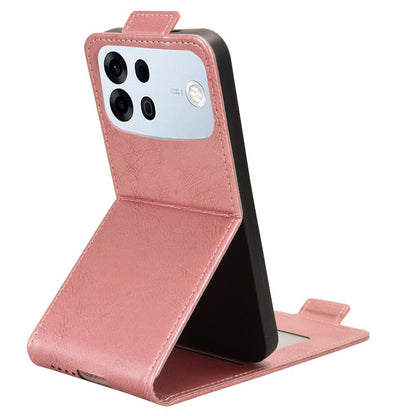 For OPPO A7 Pro Max 5G Magnetic Vertical Flip Leather Phone Case with Buckle - Rose Gold - EDA007931226C