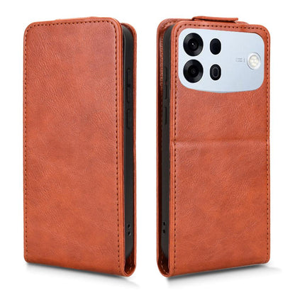 For OPPO A7 Pro Max 5G Magnetic Vertical Flip Leather Phone Case with Buckle - Brown - EDA007931226D