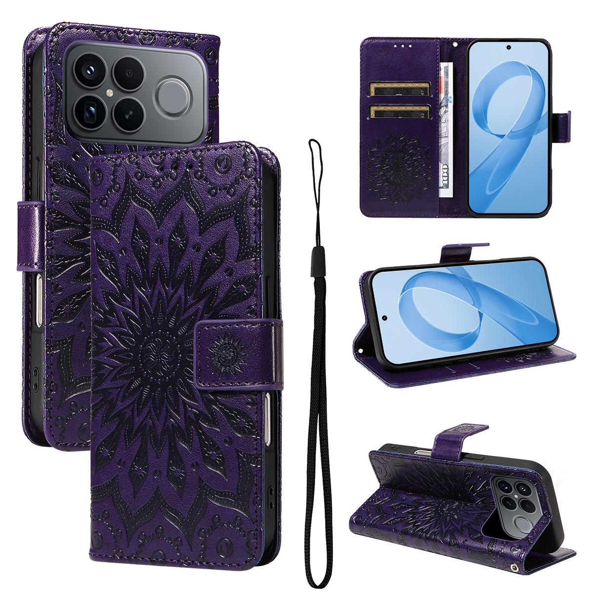 For Redmi K90 Pro Max/Poco F8 Ultra Embossed Sunflower Pattern Flip Leather Phone Case(Purple)