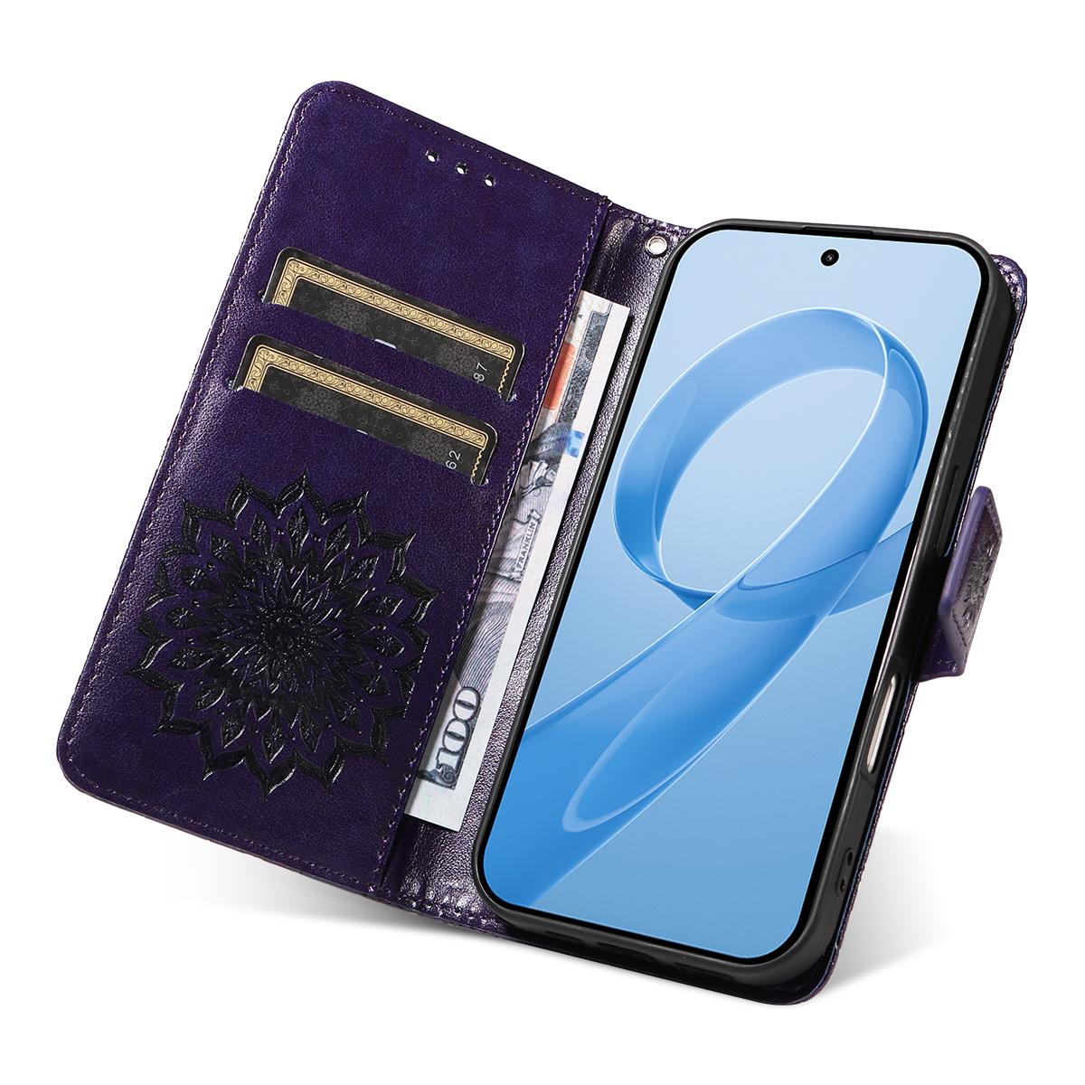 For Redmi K90 Pro Max/Poco F8 Ultra Embossed Sunflower Pattern Flip Leather Phone Case(Purple)
