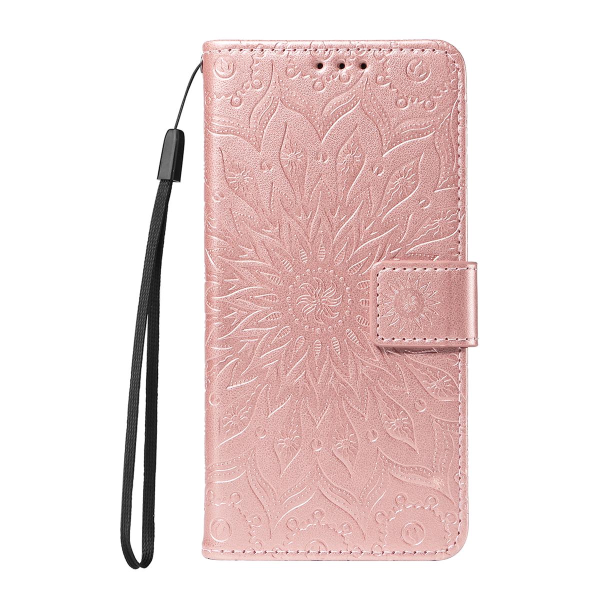 For Redmi K90 Pro Max/Poco F8 Ultra Embossed Sunflower Pattern Flip Leather Phone Case(Rose Gold)