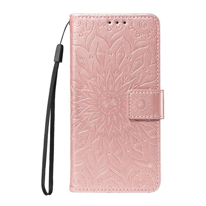 For Redmi K90 Pro Max/Poco F8 Ultra Embossed Sunflower Pattern Flip Leather Phone Case(Rose Gold)