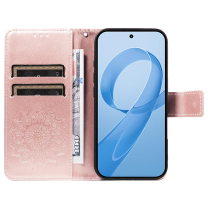 For Redmi K90 Pro Max/Poco F8 Ultra Embossed Sunflower Pattern Flip Leather Phone Case(Rose Gold)