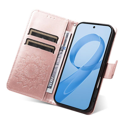 For Redmi K90 Pro Max/Poco F8 Ultra Embossed Sunflower Pattern Flip Leather Phone Case(Rose Gold)