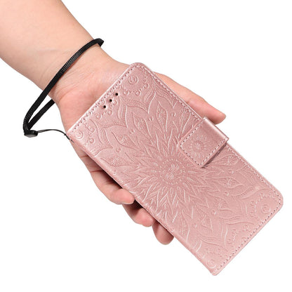 For Redmi K90 Pro Max/Poco F8 Ultra Embossed Sunflower Pattern Flip Leather Phone Case(Rose Gold)
