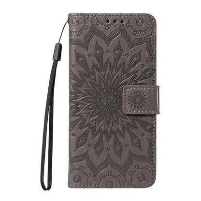For Redmi K90 Pro Max/Poco F8 Ultra Embossed Sunflower Pattern Flip Leather Phone Case(Grey)