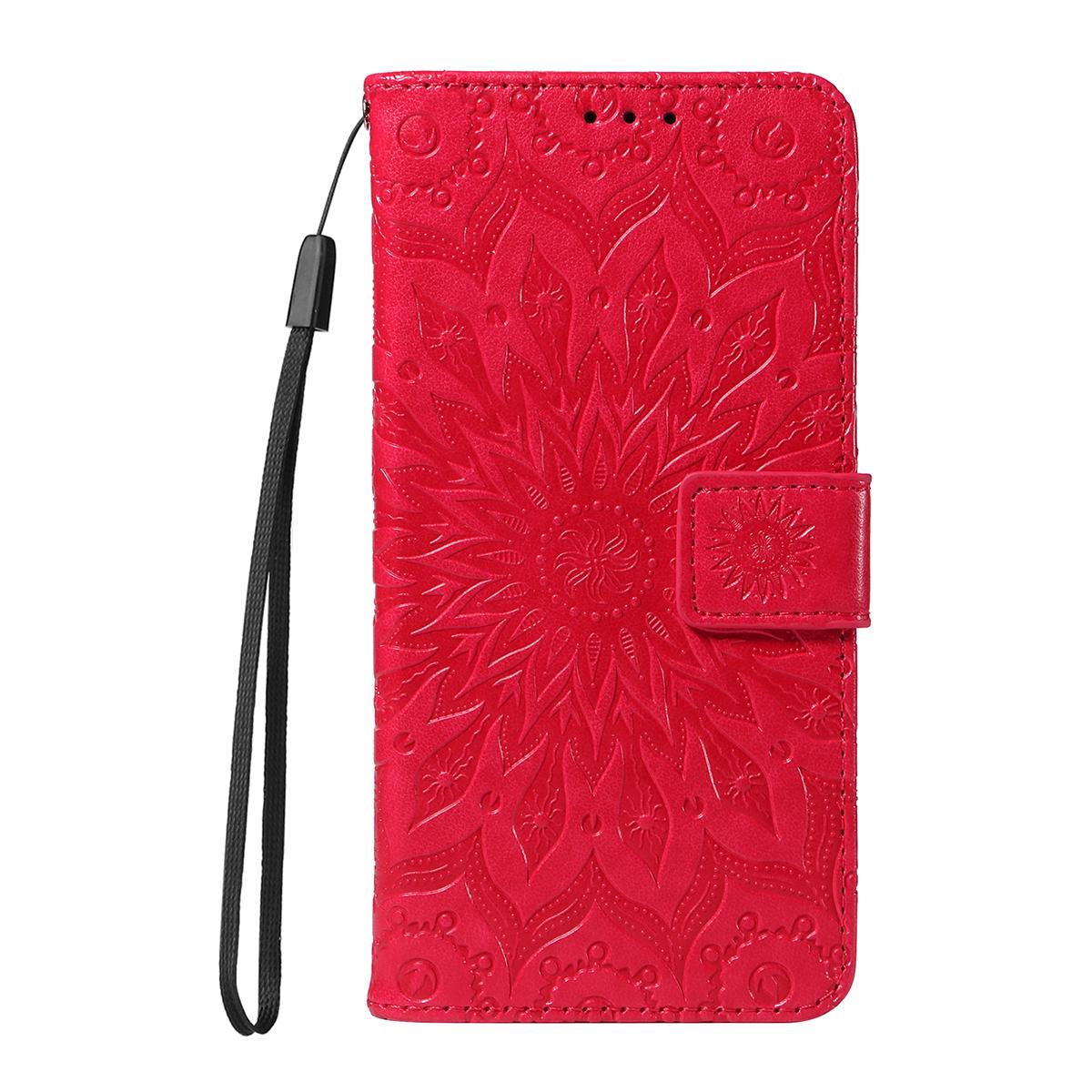 For Redmi K90 Pro Max/Poco F8 Ultra Embossed Sunflower Pattern Flip Leather Phone Case(Red)