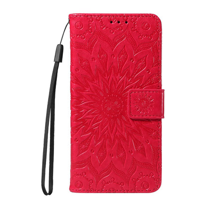 For Redmi K90 Pro Max/Poco F8 Ultra Embossed Sunflower Pattern Flip Leather Phone Case(Red)