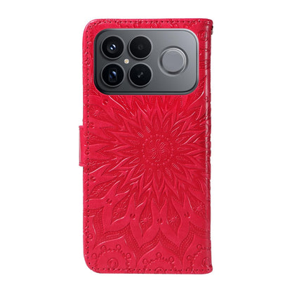 For Redmi K90 Pro Max/Poco F8 Ultra Embossed Sunflower Pattern Flip Leather Phone Case(Red)