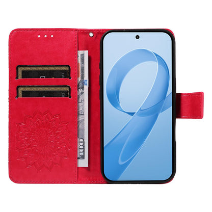 For Redmi K90 Pro Max/Poco F8 Ultra Embossed Sunflower Pattern Flip Leather Phone Case(Red)