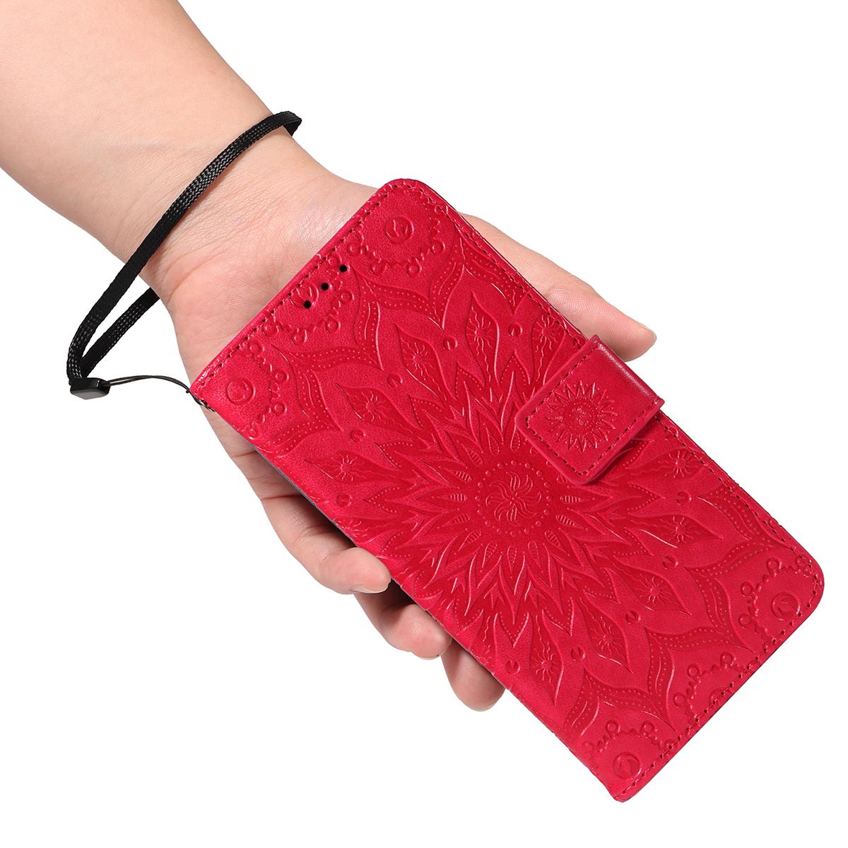 For Redmi K90 Pro Max/Poco F8 Ultra Embossed Sunflower Pattern Flip Leather Phone Case(Red)