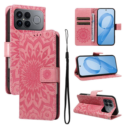 For Redmi K90 Pro Max/Poco F8 Ultra Embossed Sunflower Pattern Flip Leather Phone Case(Pink)
