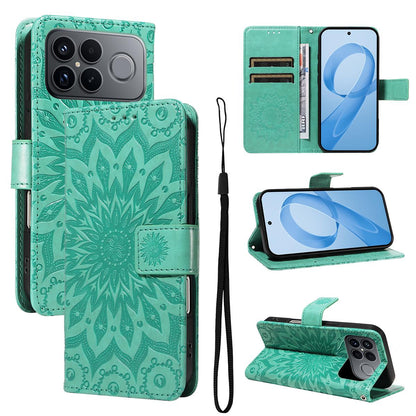 For Redmi K90 Pro Max/Poco F8 Ultra Embossed Sunflower Pattern Flip Leather Phone Case(Green)