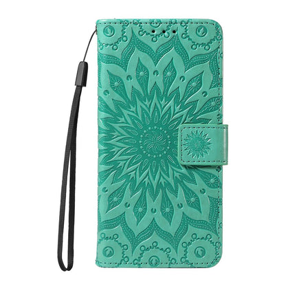 For Redmi K90 Pro Max/Poco F8 Ultra Embossed Sunflower Pattern Flip Leather Phone Case(Green)
