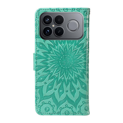 For Redmi K90 Pro Max/Poco F8 Ultra Embossed Sunflower Pattern Flip Leather Phone Case(Green)
