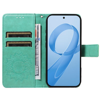 For Redmi K90 Pro Max/Poco F8 Ultra Embossed Sunflower Pattern Flip Leather Phone Case(Green)